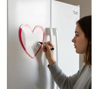TODOKRAFT Pizarra magnética de borrado en seco para nevera, original pizarra blanca pequeña para refrigerador con forma de corazón para dejar mensajes o lista de la compra en tu cocina