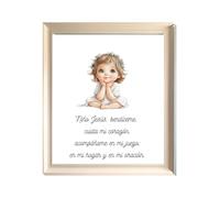 TODOKRAFT Póster Ángel de la Guarda, Jesusito de mi Vida, Decoración Cristiana Infantil, Regalo recién nacido. (Niño Jesús, Bendíceme)