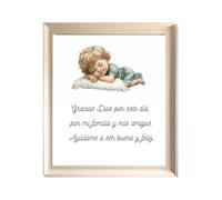 TODOKRAFT Póster Ángel de la Guarda, Jesusito de mi Vida, Decoración Cristiana Infantil, Regalo recién nacido. (Gracias Dios por este día)