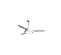 TODOLAMPARA - Ventilador de techo con luz LED 40W modelo HAYATE Blanco, 3 tonalidades de luz con memoria, 3 aspas, 3 velocidades, control remoto, temporizador, tamaño mediano