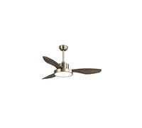 TODOLAMPARA - Ventilador de techo con luz LED 40W modelo HAYATE Bronce, 3 tonalidades de luz con memoria, 3 aspas Roble, 3 velocidades, control remoto, temporizador, tamaño mediano