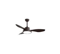 TODOLAMPARA - Ventilador de techo con luz LED 40W modelo HAYATE Marrón, 3 tonalidades de luz con memoria, 3 aspas, 3 velocidades, control remoto, temporizador, tamaño mediano