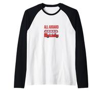 Todos a bordo del London Red Double Decker Bus-London Souvenir Camiseta Manga Raglan