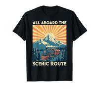Todos a Bordo del Tren de Ruta escénica Ferrocarril Retro Camiseta