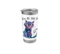 Todos estamos locos aquí, gato de Cheshire, Alicia Wonderland, Book Boys Vaso térmico de acero inoxidable de doble pared