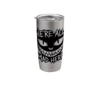Todos estamos locos aquí Glitch Cheshire Cat Smile Vaso térmico de acero inoxidable de doble pared