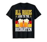 Todos los Caminos conducen al Biergarten Humor de Beber Cerveza Alemana Camiseta