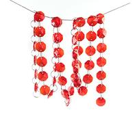 Todos los colores 10 metros Guirnalda de cadena colgante de cuentas de cristal cortina de diamantes cadenas de fiesta árbol boda centro de mesa decoración, rojo, 10 metros