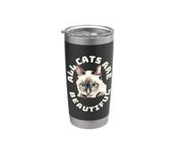 Todos los gatos son hermosos, divertidos, latidos del corazón de un gato balinés Vaso térmico de acero inoxidable de doble pared