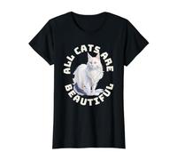 Todos los Gatos Son Hermosos Gato de Angora Turco Divertido Camiseta gráfica económica, Mujer, Negro, M