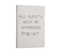 Todos los invitados deben ser aprobados por el gato divertido dueño regalo amante de la pared pinturas de arte moderno impresiones en lienzo para sala de estar, dormitorio, baño, oficina, decoración