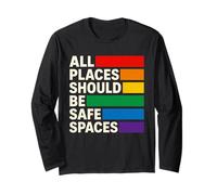 Todos los Lugares deberían ser Espacios Seguros Gay Ally LGBTQ Pride Month Manga Larga