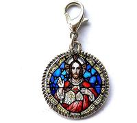 Todos los Santos Iglesia Católica Sagrado Corazón Sagrado Corazón de Jesús Joyería Cristiana Pulsera Regalo Amigo Pulsera Colgante Cremallera con Cierre de Langosta Arte Foto Cremallera Pull Jewelry