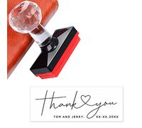 Todos los tamaños de forma cuadrada Sello personalizado profesional Logotipo personalizado Sello de dirección personalizado Sellos de poste 8. Gracias Script con sello de goma de la boda corazón