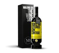 «Todos mis futuros son contigo» Mensaje en una Botella. Vino Tinto Premium Reserva 12 Meses MBS Martín Berasategui System + Gift Box. Etiqueta Amarilla PERSONALIZABLE