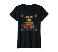 Todos mis Modelos a Seguir fueron a la cárcel Eventos de la Iglesia Cristiana Camiseta gráfica económica, Mujer, Negro, XS