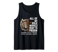 Todos mis Modelos a Seguir fueron a prisión Lion Cross Christian Camiseta sin Mangas