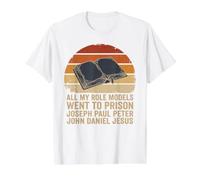 Todos mis Modelos a Seguir fueron a prisión Vintage Sunset Camiseta gráfica económica, Hombre, Blanco, L