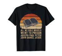 Todos mis Modelos a Seguir fueron a prisión Vintage Sunset Camiseta gráfica económica, Hombre, Negro, L