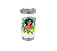 Todos mis pantalones para mujeres negras son atrevidos y divertidos, Melanin Girl Magic Vaso térmico de acero inoxidable de doble pared