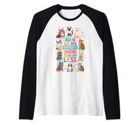 Todos Somos Diferentes Ninguno de Nosotros es Menos Consciente del Autismo Camiseta Manga Raglan