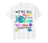Todos Somos Diferentes, Pero en Esta Clase nadamos Profesor Negro Camiseta gráfica económica