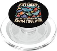 Todos Somos Diferentes, Pero en Esta Escuela nadamos Todos Juntos PopSockets PopGrip para MagSafe