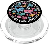 Todos Somos Diferentes, Pero en Esta Escuela nadamos Todos Juntos PopSockets PopGrip para MagSafe