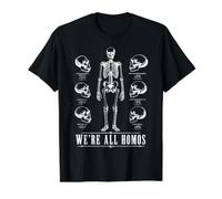 Todos Somos Homos Cráneo Esqueleto Evolución Humana Camiseta gráfica económica, Hombre, Negro, L