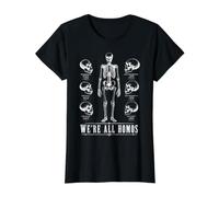 Todos Somos Homos Cráneo Esqueleto Evolución Humana Camiseta gráfica económica, Mujer, Negro, XS