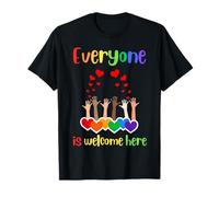 Todos Son bienvenidos aquí inclusión Diversidad Arco Iris LGBTQ Camiseta