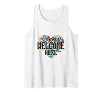 Todos son bienvenidos - corazón hecho de huellas de manos Camiseta sin Mangas