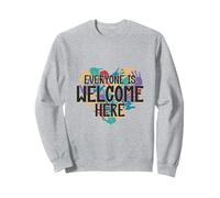 Todos son bienvenidos - corazón hecho de huellas de manos Sudadera