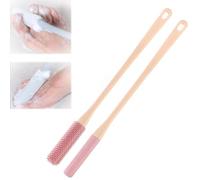 Toe Gap Cleaning Brush Long Handled, Long Handled Silicone Toe Crevice Cleaning Brush & Exfoliating Brush, Long Handled Silicone Toe Crevice Soft Rubber Cleaner (Pink)