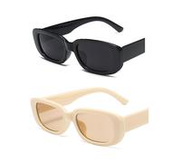 TOEECY 2 Pares Gafas de Sol Mujer Hombres Polarizadas Cuadradas Pequeño de Moda Protección UV400 para Playa Viajar (# C)
