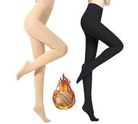 TOEECY 2 Pares Medias Termicas Mujer Invierno Pantys Forro Polar Opacas Pantimedias Tupidos Leggings Fleece Tights Elástico Cintura Alta Leotardos Termicos (320g)