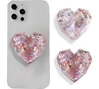 TOEECY 2 Piezas Soporte Corazón Geométrico Brillante Agarre Teléfono Móvil Expansor Plegable Sujetador Cristalino Adhesivo Celular