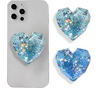 TOEECY 2 Piezas Soporte Corazón Geométrico Brillante Agarre Teléfono Móvil Expansor Plegable Sujetador Cristalino Adhesivo Celular