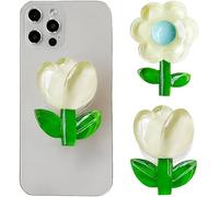 TOEECY 2 Piezas Soporte Floral Teléfono Móvil Agarre Trasero Tulipán Margarita Decorativo Adhesivo Smartphone Accesorio