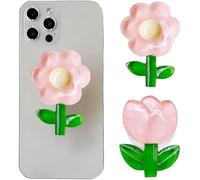 TOEECY 2 Piezas Soporte Floral Teléfono Móvil Agarre Trasero Tulipán Margarita Decorativo Adhesivo Smartphone Accesorio