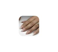 TOEECY 24 Piezas Uñas Postizas Naturales Gel Uñas Almendra Cobertura Total Press on Nail Simple y a la Moda con Herramientas Adecuado para Manicura de Señoras