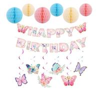 TOEECY 5 Piezas Decoración Mariposas Pancarta Cumpleaños Bolas Panal Adornos Colgantes Espirales Temáticos Celebración Fiesta