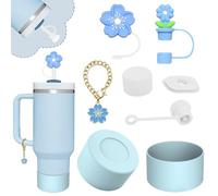 TOEECY 5 Piezas Tapones Flor Antiderrame Pajitas Reutilizables Silicona Accesorios Vasos Termo Tapa Antigoteo