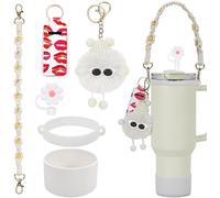 TOEECY 6 Piezas Accesorios Pajita Reutilizable Margarita Llavero Pompón Decorativo Correa Botella Termo Silicona Antichoque