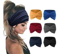 TOEECY 6 Piezas Diademas Anchas Turbante Nudo Elásticas Bandas Cabello Suaves Accesorios Peinado Mujer Multicolor
