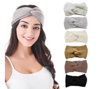 TOEECY 6 Piezas Diademas Tejidas Turbante Punto Cruzado Cinta Cabeza Invierno Elásticas Accesorios Pelo Mujer Calentador Oreja Lana