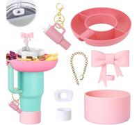 TOEECY 7 Piezas Anillo Aperitivo Vaso Termo Compartimentos Snack Pajita Lazo Decorativo Llavero Accesorio Taza Viaje