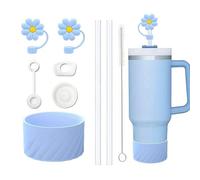 TOEECY Stanley Cup Accesorios 7 Piezas Incluye Tapones de Silicona a Prueba Fugas Pajitas Reutilizables Accessories para Vasos 1200 ml y 850 ml No Incluye Tazas (Azul)