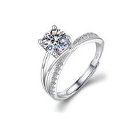 TOEECY Anillos Mujer 925 Ley Plata Ajustable Anillo Zirconia Cúbica Moissanita Joyeria Regalos Aniversarios Boda Compromiso San Valentín Promesa Familia Romántico Mujeres Niñas (#5)
