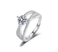 TOEECY Anillos Mujer 925 Ley Plata Ajustable Anillo Zirconia Cúbica Moissanita Joyeria Regalos Aniversarios Boda Compromiso San Valentín Promesa Familia Romántico Mujeres Niñas (#1)